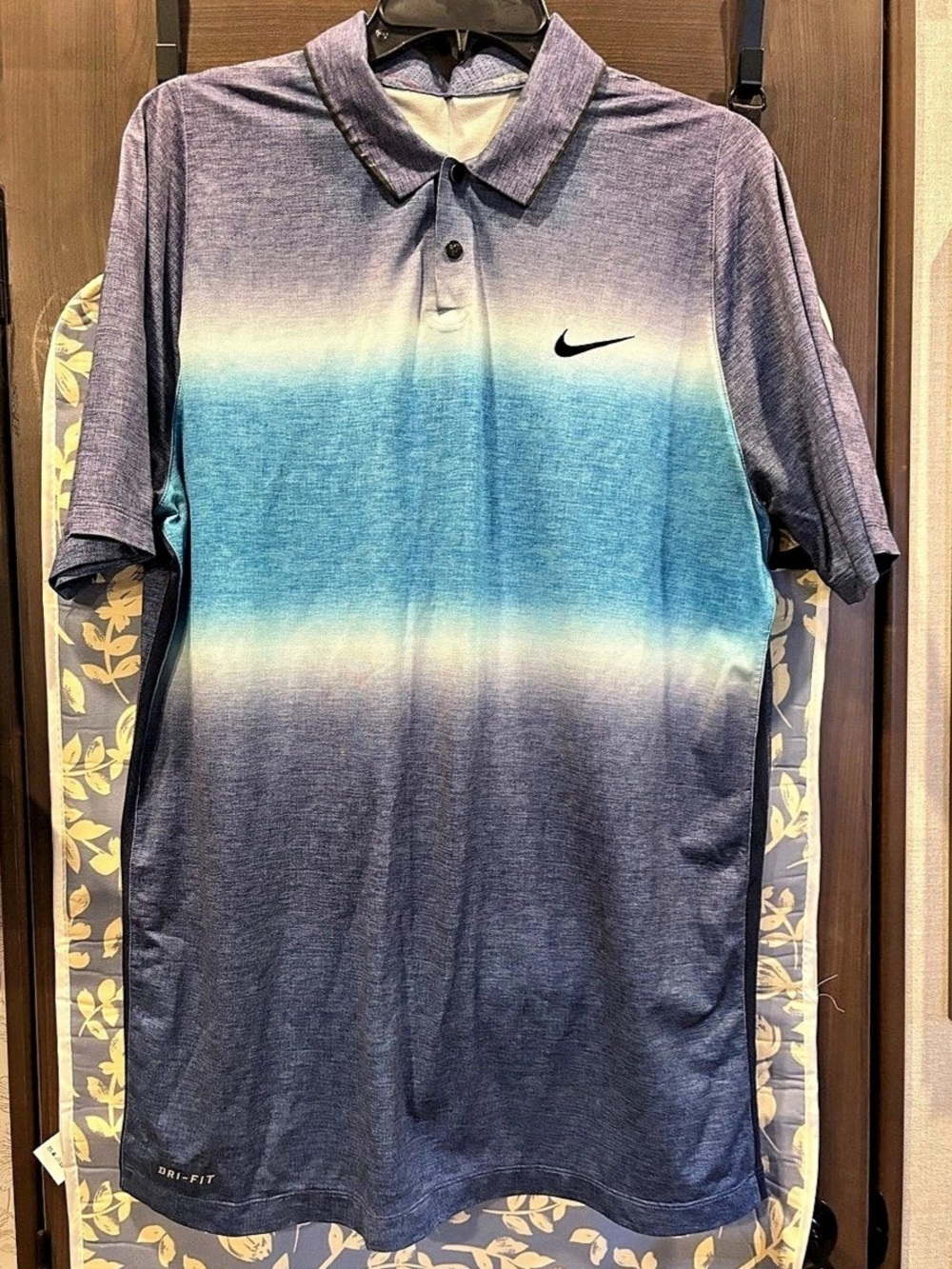 Tiger Woods Collection Color Block Polo Blue & Purple Size Medium Like New